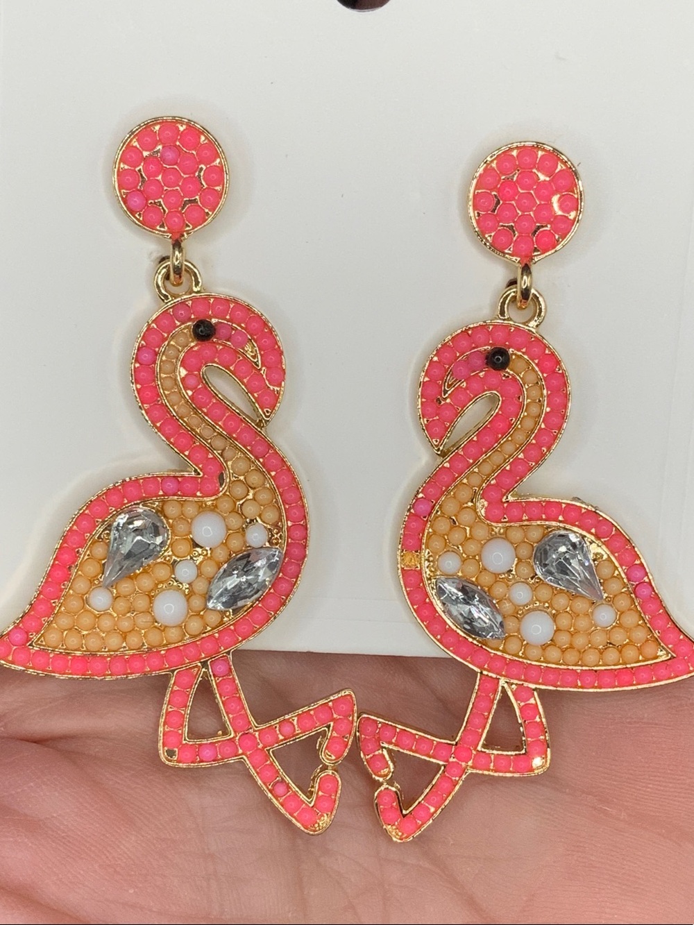 Pink Flamingo Drop Earrings - Gold Accent Women Jewelry